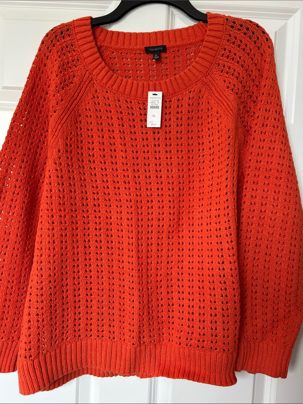 Talbots Open-Knit Scoopneck Sweater in Bright Orange